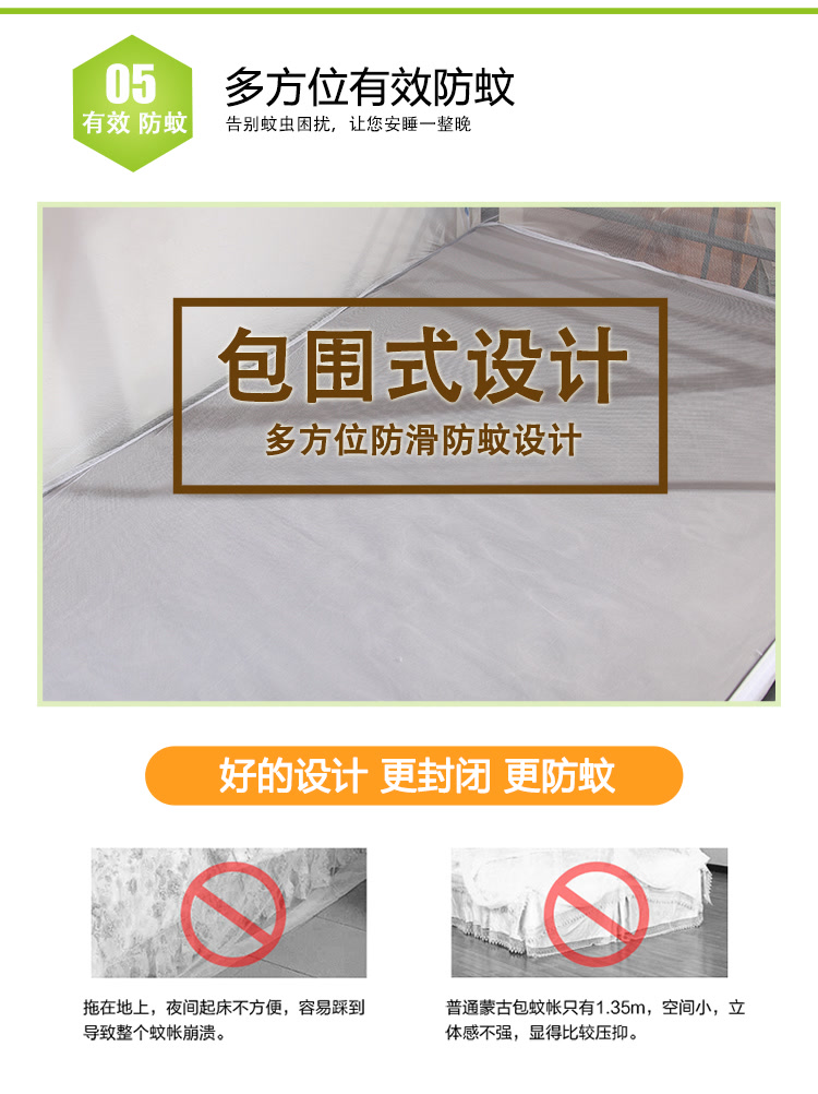 南极人 蒙古包蚊帐免安装支架学生单双人蚊帐