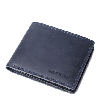 稻草人mexican男士钱包头层牛皮横款钱夹真皮短款钱包多卡位卡包磨砂